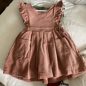 Charming Corduroy Kids Dress in Pink